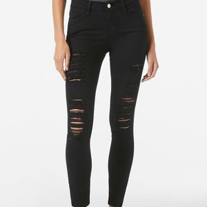 FRAME Le Color Ripped Skinny Jeans Film Noir 26